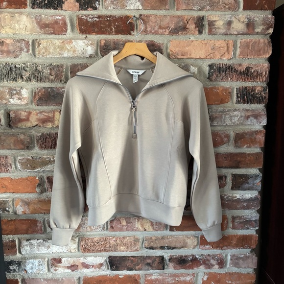 Spanx Tan AirEssentials Half Zip Pullover Sweatshirt, XS - Picture 2 of 5